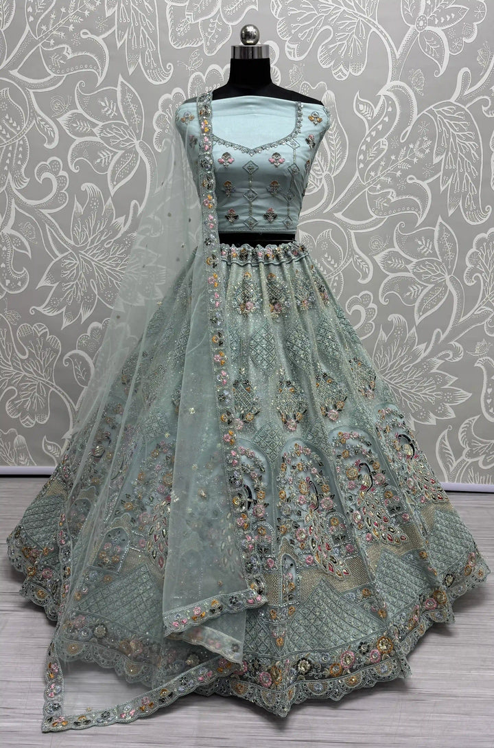 Designer Net Lehenga Choli | Dori & Zarkan Work Wedding & Festive Wear