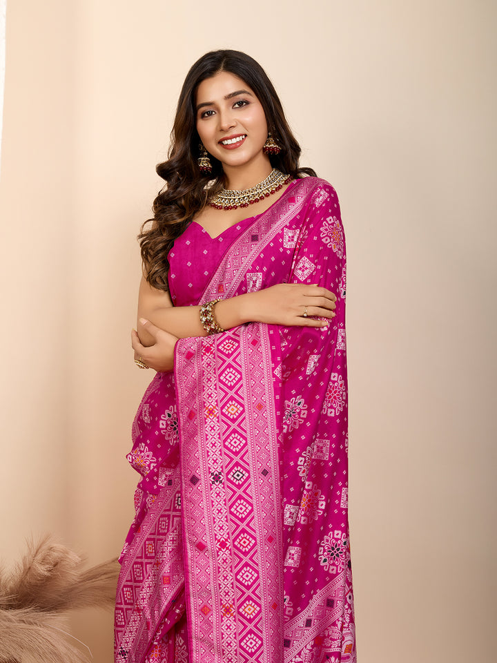 Soft Silk Designer Saree | Meenakari Weaving Wedding & Festive Wear