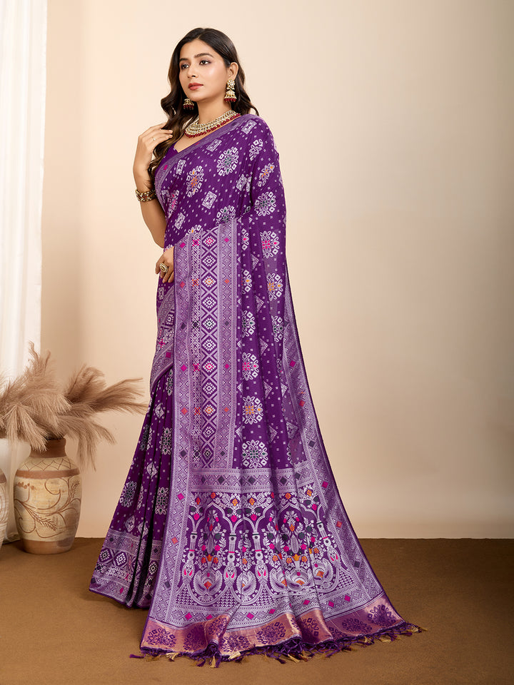 Soft Silk Designer Saree | Meenakari Weaving Wedding & Festive Wear
