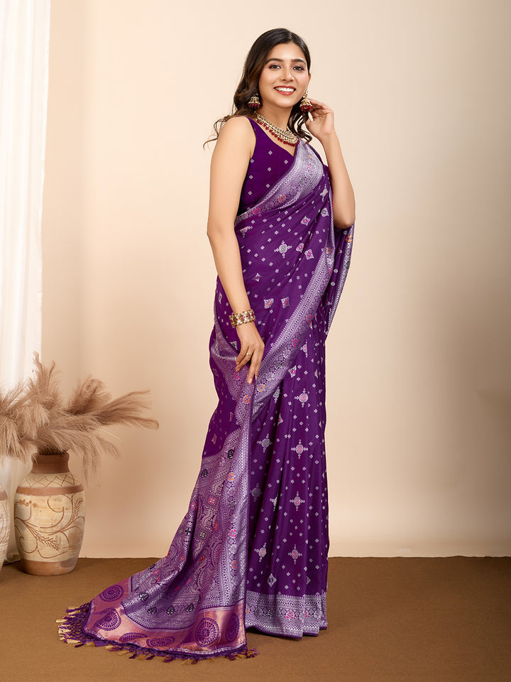 Designer Soft Silk Saree | Meenakari Work Festive & Wedding Wear
