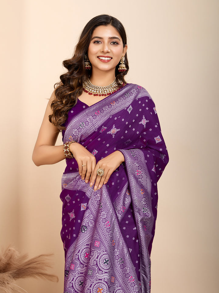 Designer Soft Silk Saree | Meenakari Work Festive & Wedding Wear