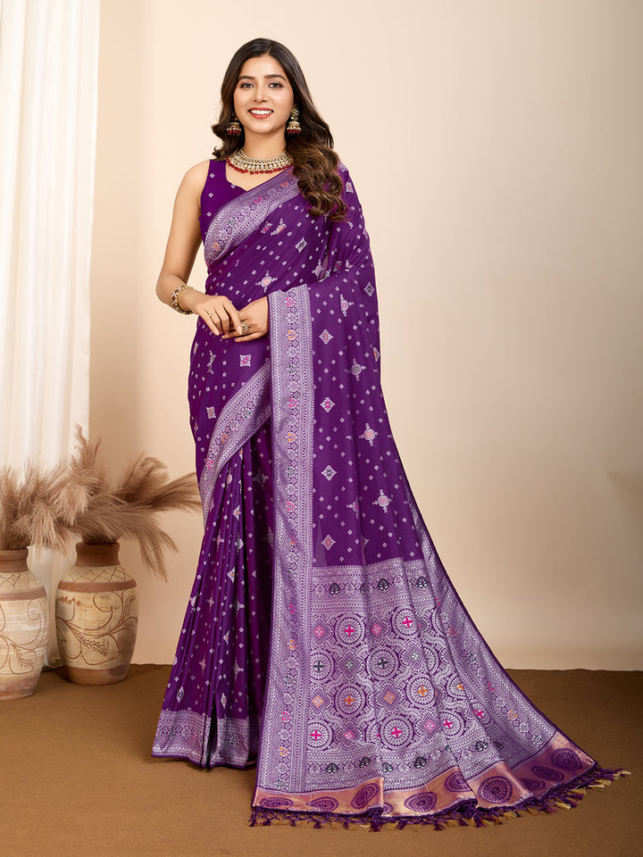 Designer Soft Silk Saree | Meenakari Work Festive & Wedding Wear