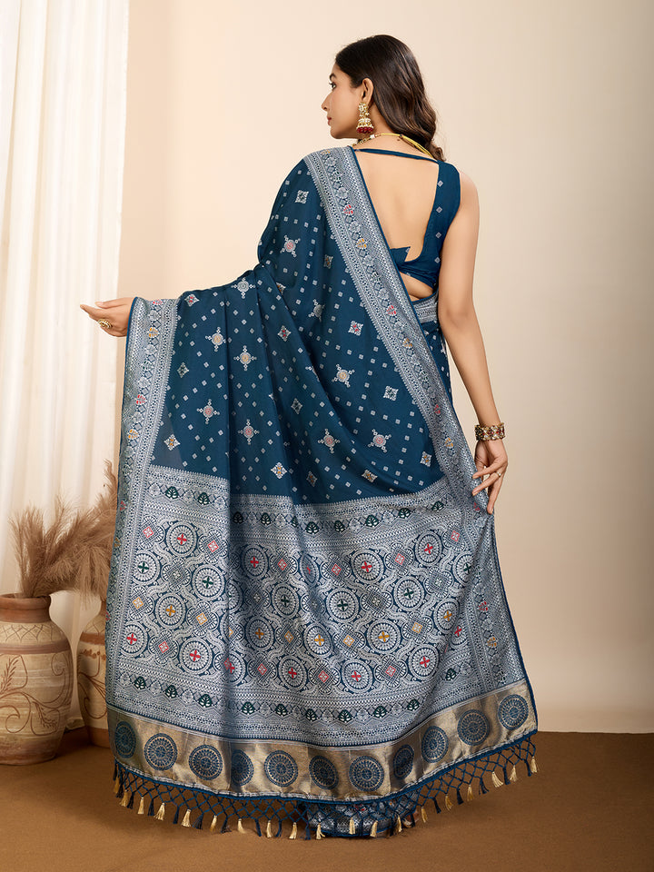 Designer Soft Silk Saree | Meenakari Work Festive & Wedding Wear