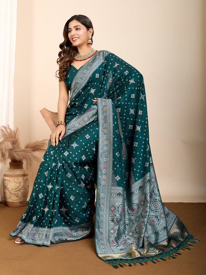 Designer Soft Silk Saree | Meenakari Work Festive & Wedding Wear