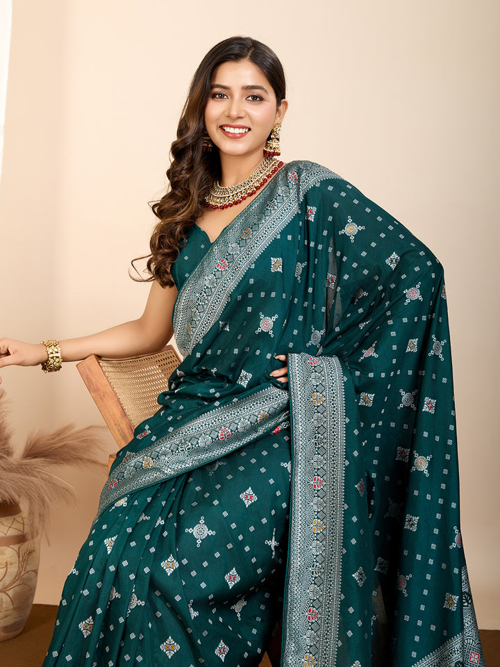 Designer Soft Silk Saree | Meenakari Work Festive & Wedding Wear