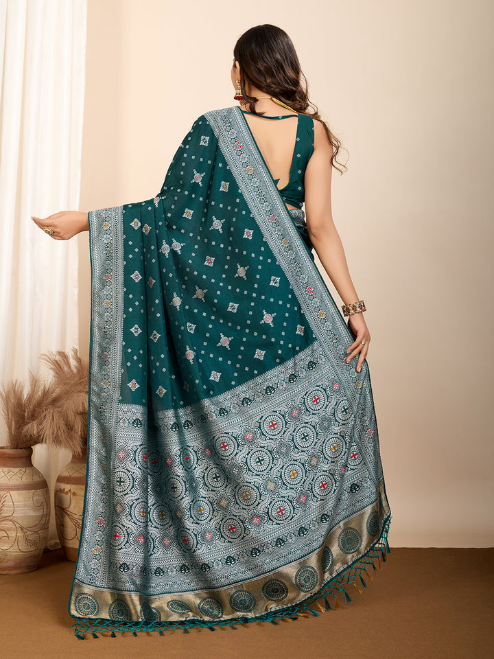 Designer Soft Silk Saree | Meenakari Work Festive & Wedding Wear