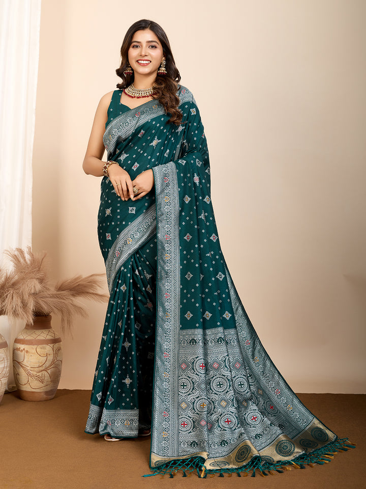 Designer Soft Silk Saree | Meenakari Work Festive & Wedding Wear