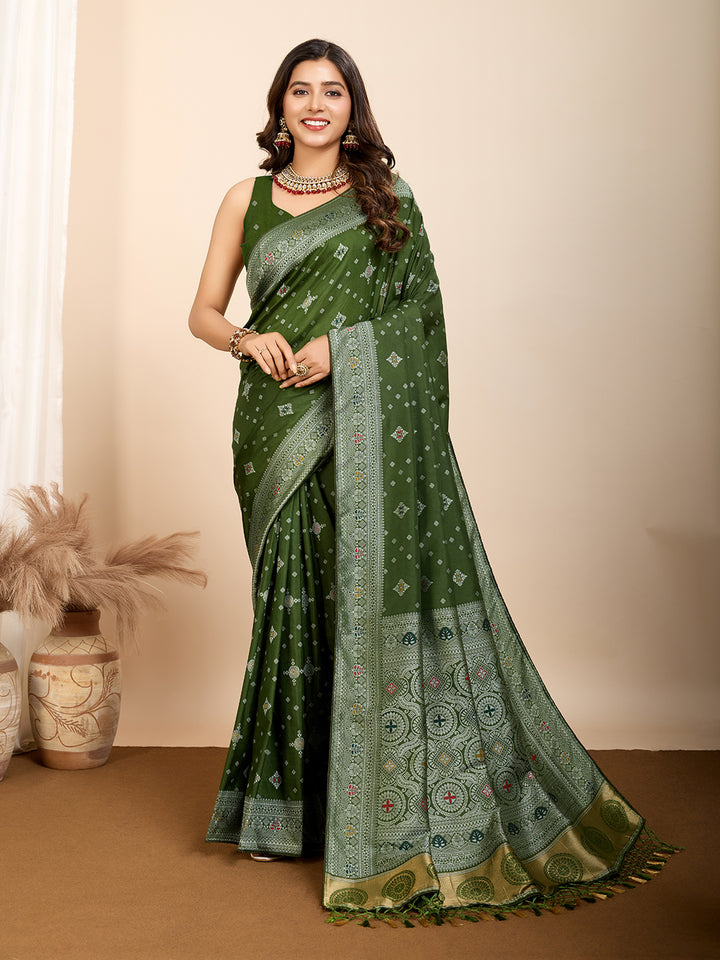 Designer Soft Silk Saree | Meenakari Work Festive & Wedding Wear