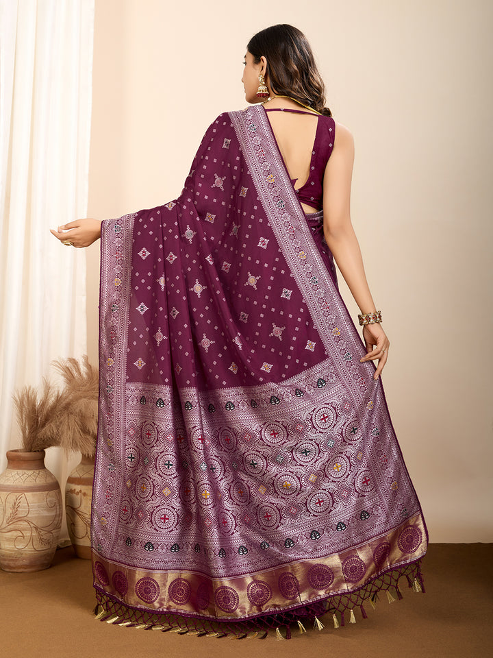 Designer Soft Silk Saree | Meenakari Work Festive & Wedding Wear