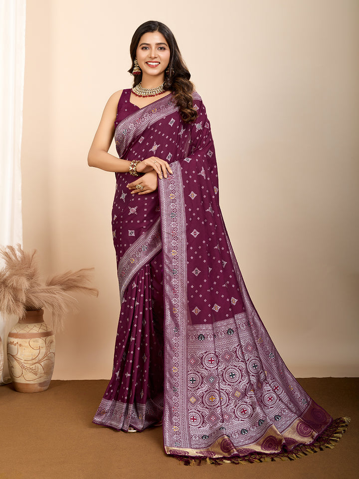 Designer Soft Silk Saree | Meenakari Work Festive & Wedding Wear