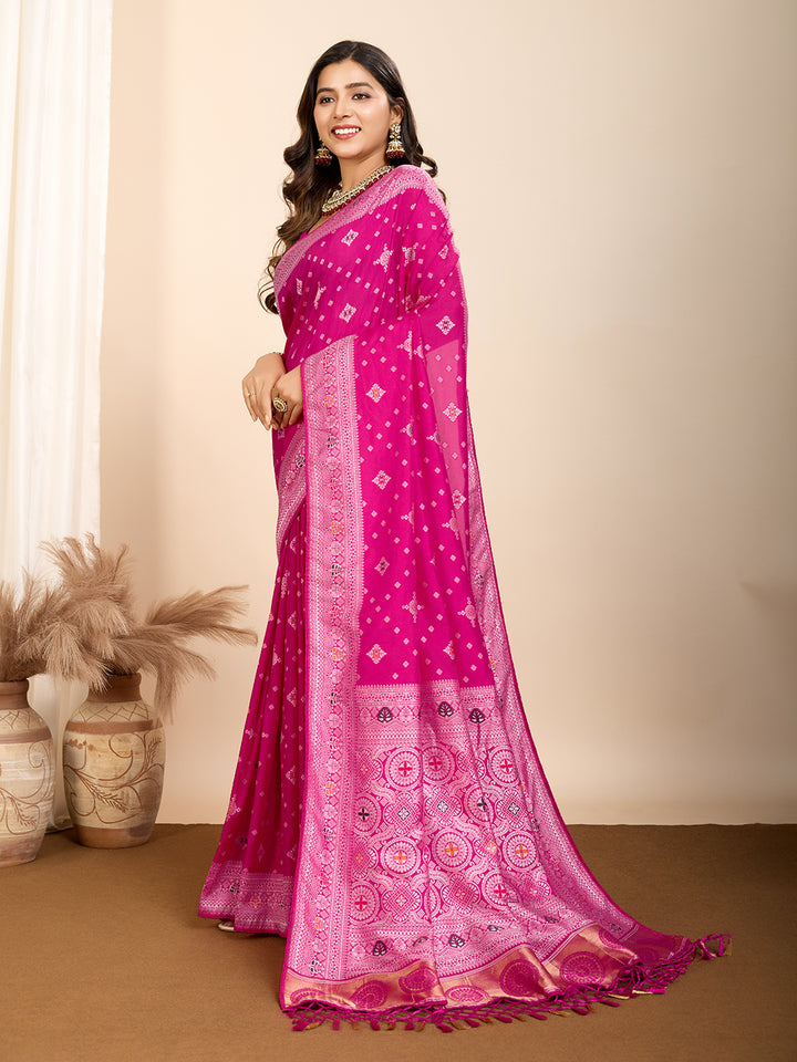 Designer Soft Silk Saree | Meenakari Work Festive & Wedding Wear