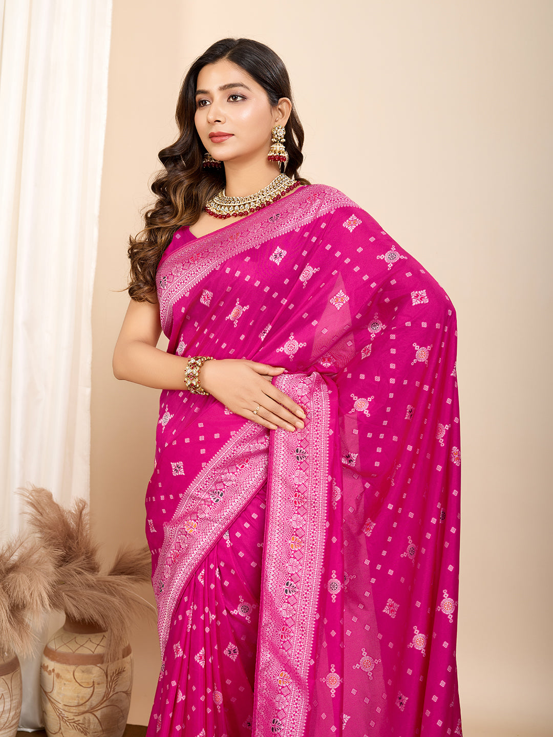 Designer Soft Silk Saree | Meenakari Work Festive & Wedding Wear