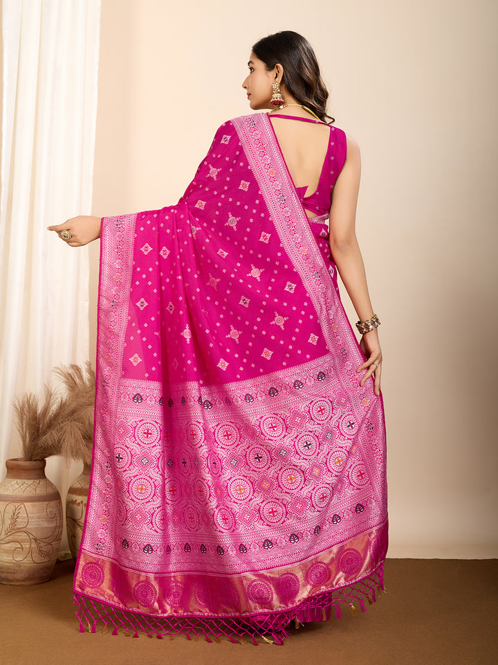 Designer Soft Silk Saree | Meenakari Work Festive & Wedding Wear