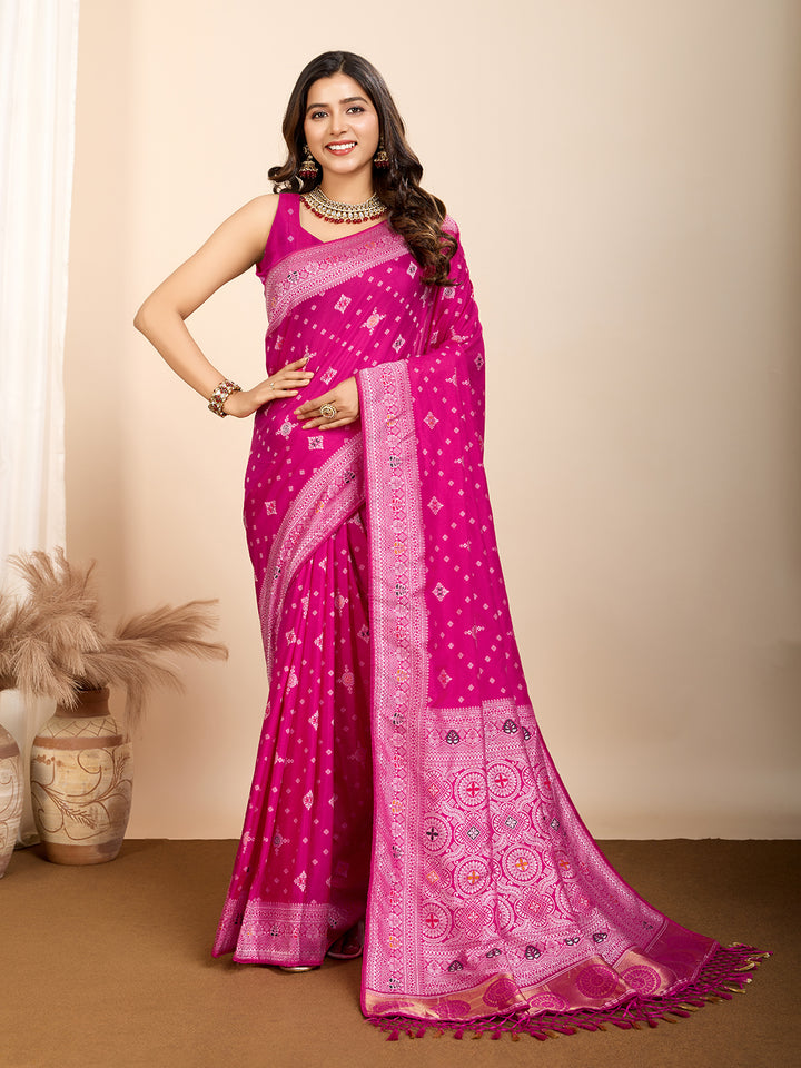 Designer Soft Silk Saree | Meenakari Work Festive & Wedding Wear