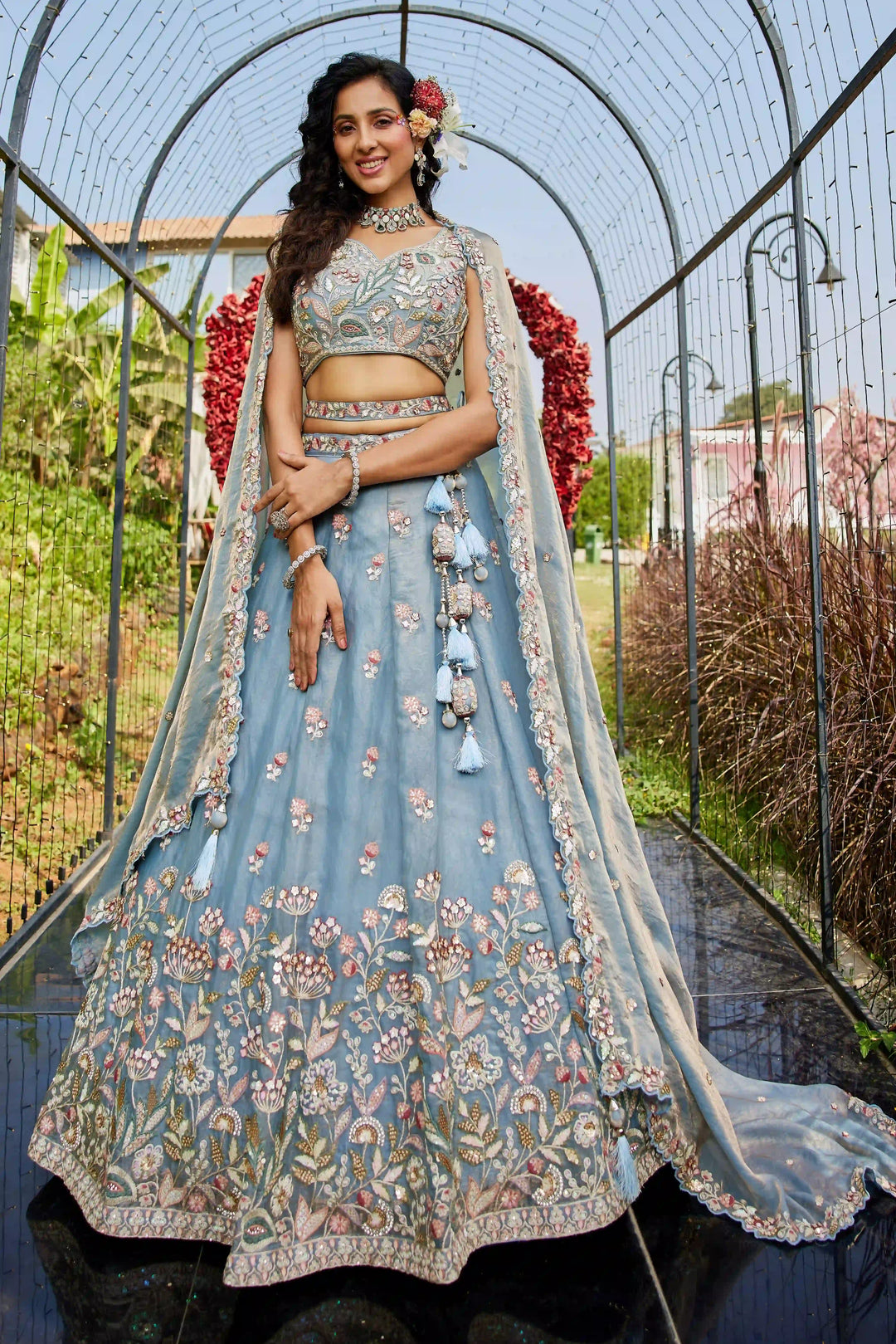 Fancy Designer Lehenga Choli | Heavy Embroidery Work Net Fabric Set