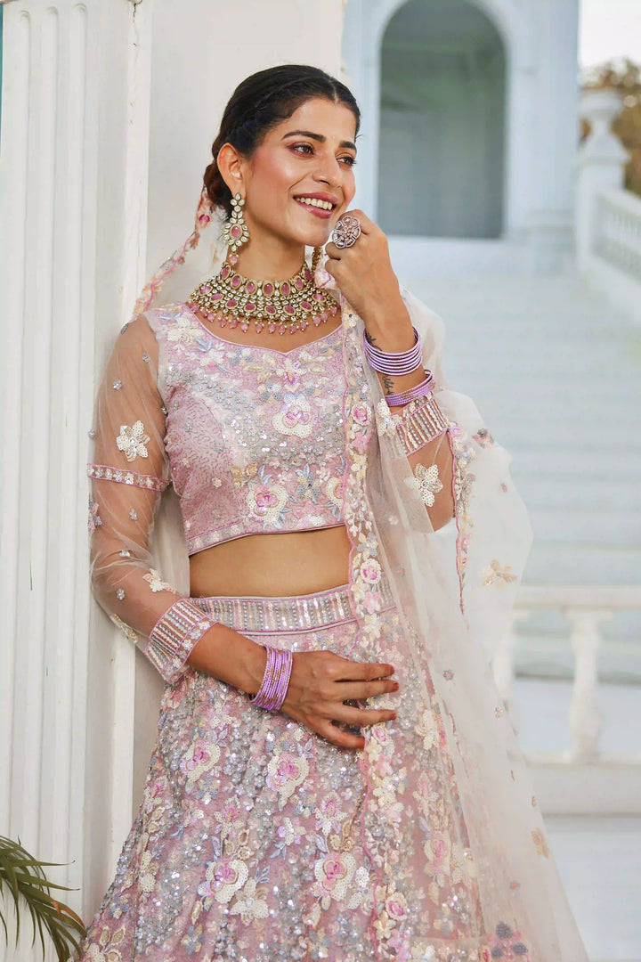 Stylish Lehenga Choli Set | Thread & Sequins Embroidery Wedding Attire