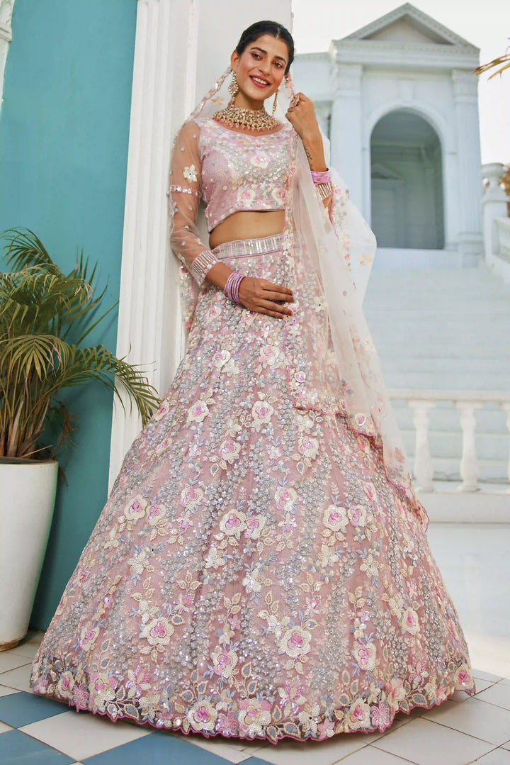 Stylish Lehenga Choli Set | Thread & Sequins Embroidery Wedding Attire