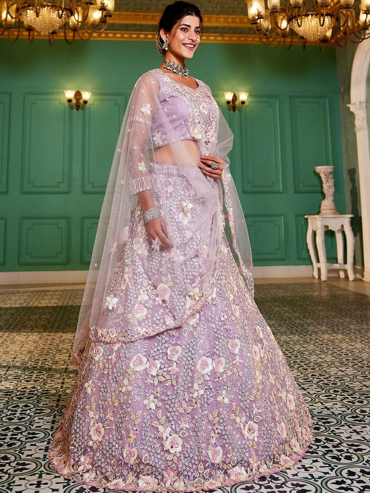 Stylish Lehenga Choli Set | Thread & Sequins Embroidery Wedding Attire