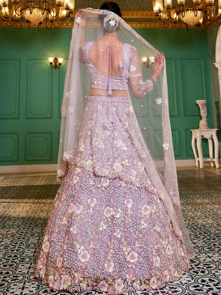 Stylish Lehenga Choli Set | Thread & Sequins Embroidery Wedding Attire