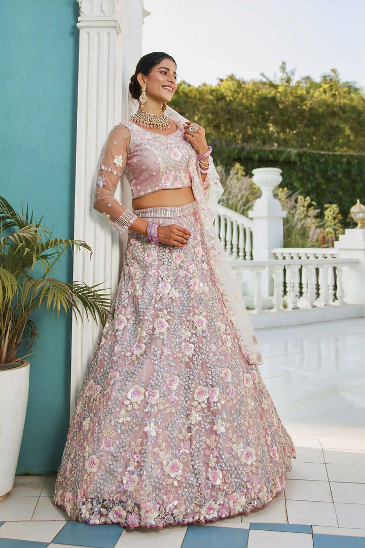 Stylish Lehenga Choli Set | Thread & Sequins Embroidery Wedding Attire
