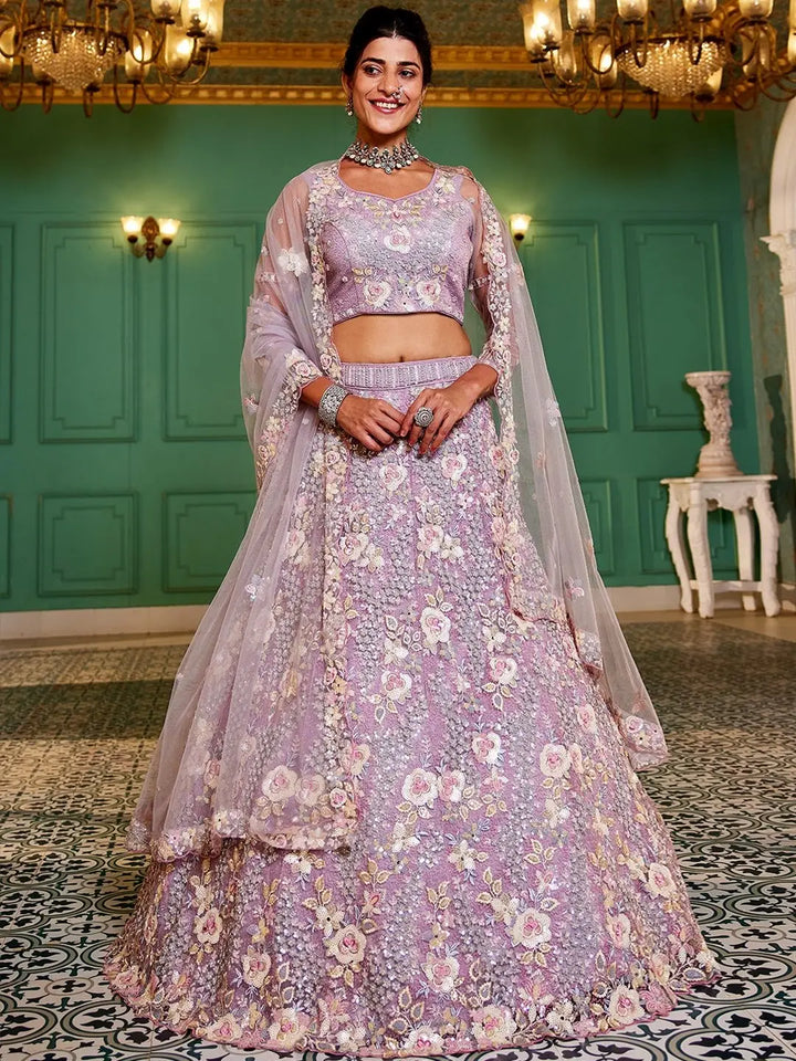Stylish Lehenga Choli Set | Thread & Sequins Embroidery Wedding Attire
