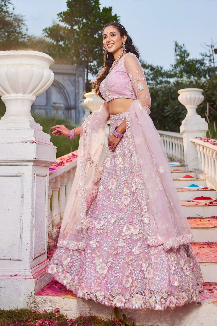 Stylish Lehenga Choli Set | Thread & Sequins Embroidery Wedding Attire