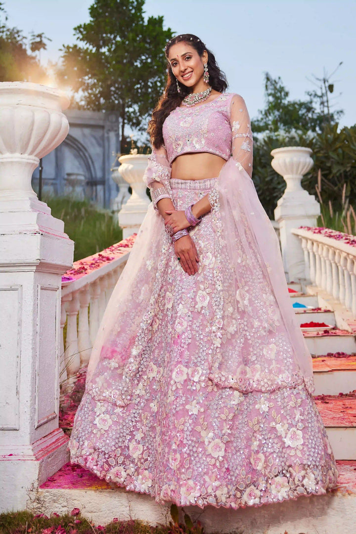 Stylish Lehenga Choli Set | Thread & Sequins Embroidery Wedding Attire