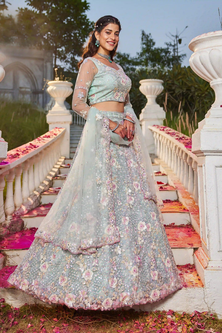 Stylish Lehenga Choli Set | Thread & Sequins Embroidery Wedding Attire