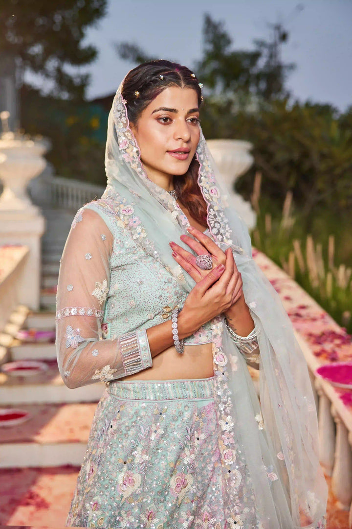 Stylish Lehenga Choli Set | Thread & Sequins Embroidery Wedding Attire