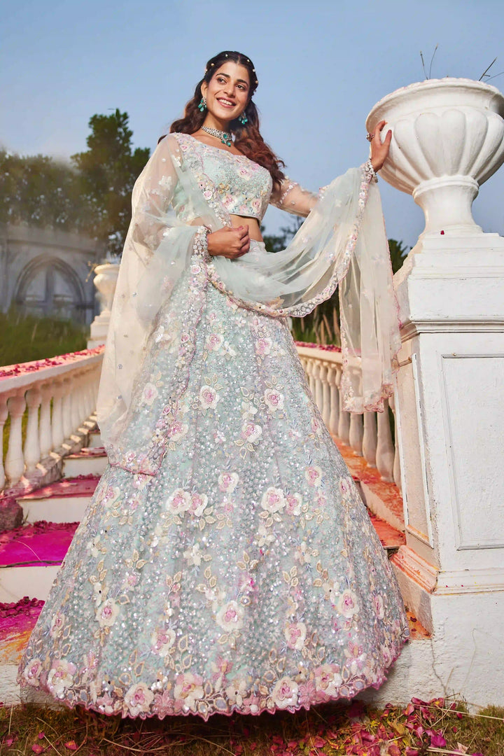 Stylish Lehenga Choli Set | Thread & Sequins Embroidery Wedding Attire