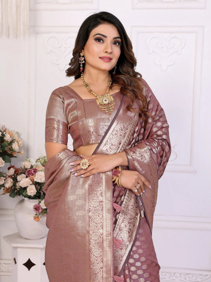 Designer Organza Saree | Gold Jari Weaving Lightweight & Festive Look