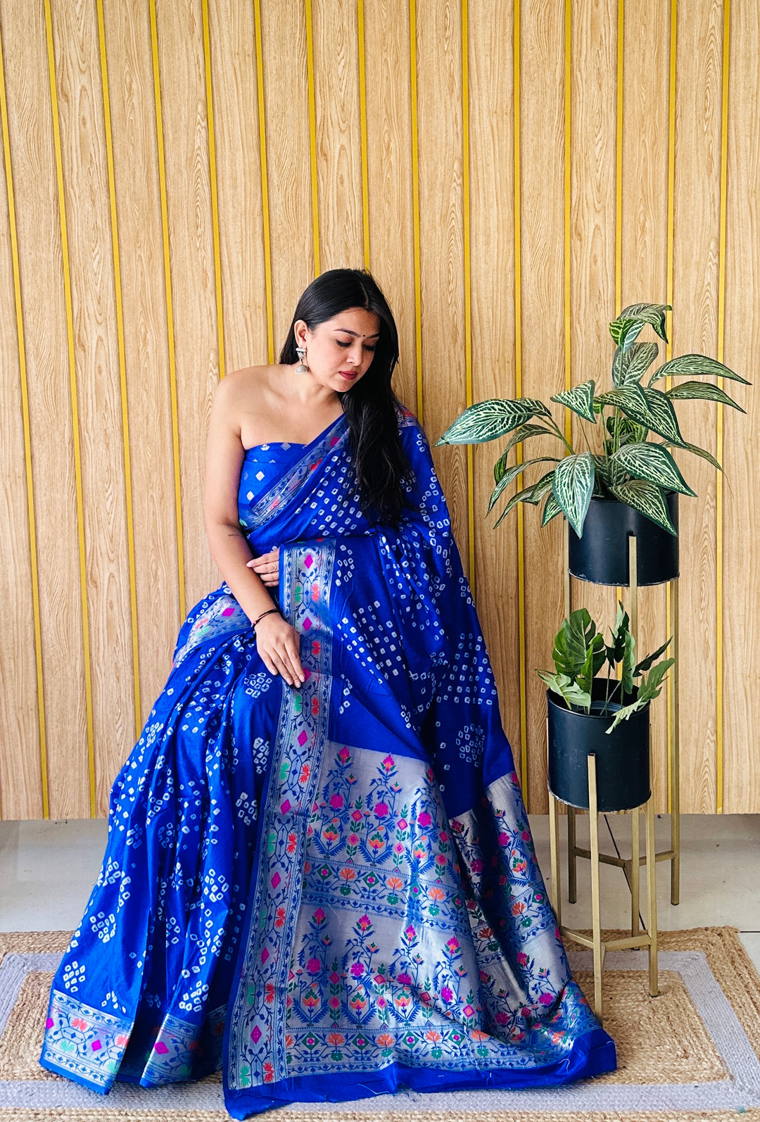 Banarasi Silk Saree | Original Bandhej Work Wevon Paithani Design