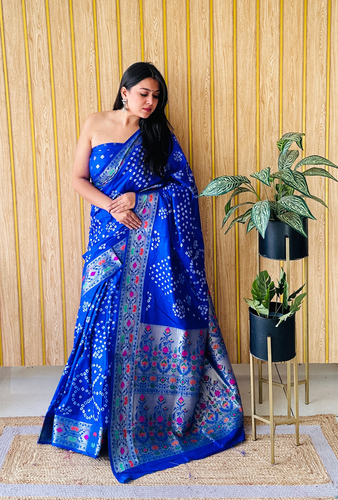 Banarasi Silk Saree | Original Bandhej Work Wevon Paithani Design