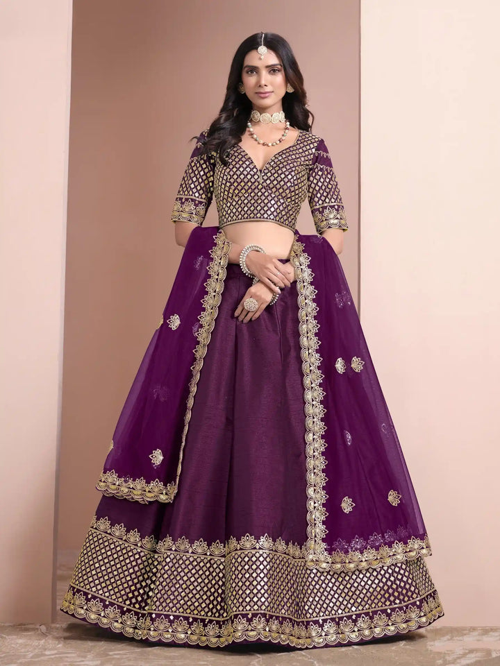 Royal Art Silk Lehenga Choli | Elegant Embroidery & Net Dupatta
