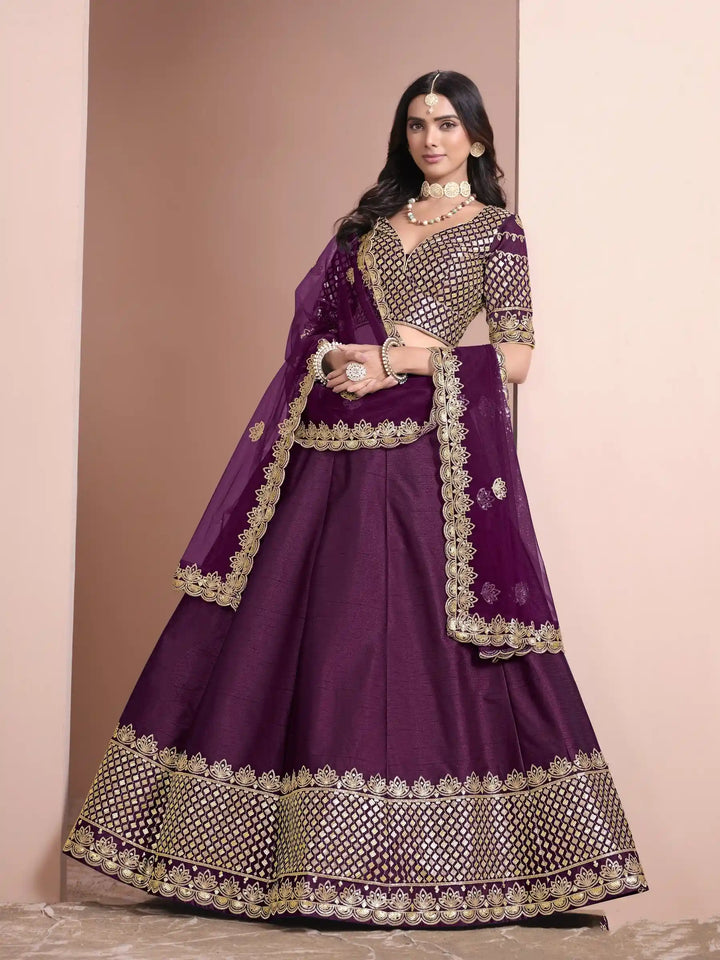 Royal Art Silk Lehenga Choli | Elegant Embroidery & Net Dupatta