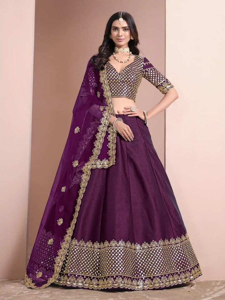Royal Art Silk Lehenga Choli | Elegant Embroidery & Net Dupatta