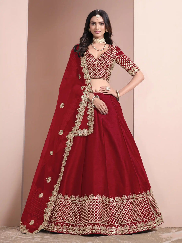Royal Art Silk Lehenga Choli | Elegant Embroidery & Net Dupatta