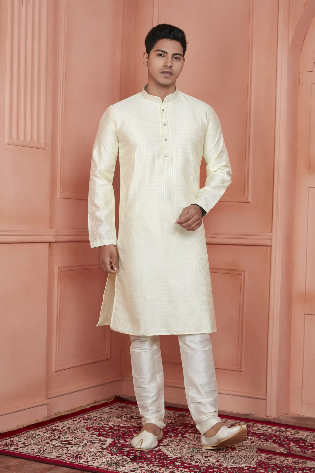 Stylish Jacquard Silk Kurta Art Silk Pajama Set | Traditional Look