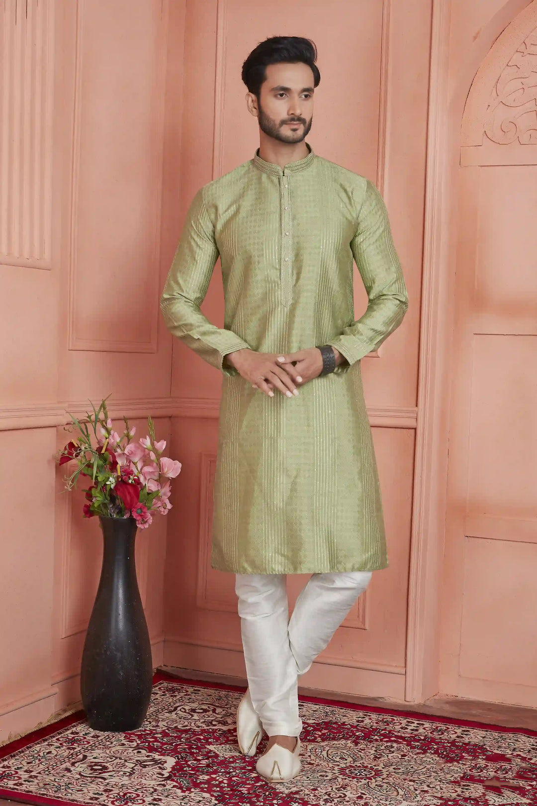 Stylish Jacquard Silk Kurta Art Silk Pajama Set | Traditional Look