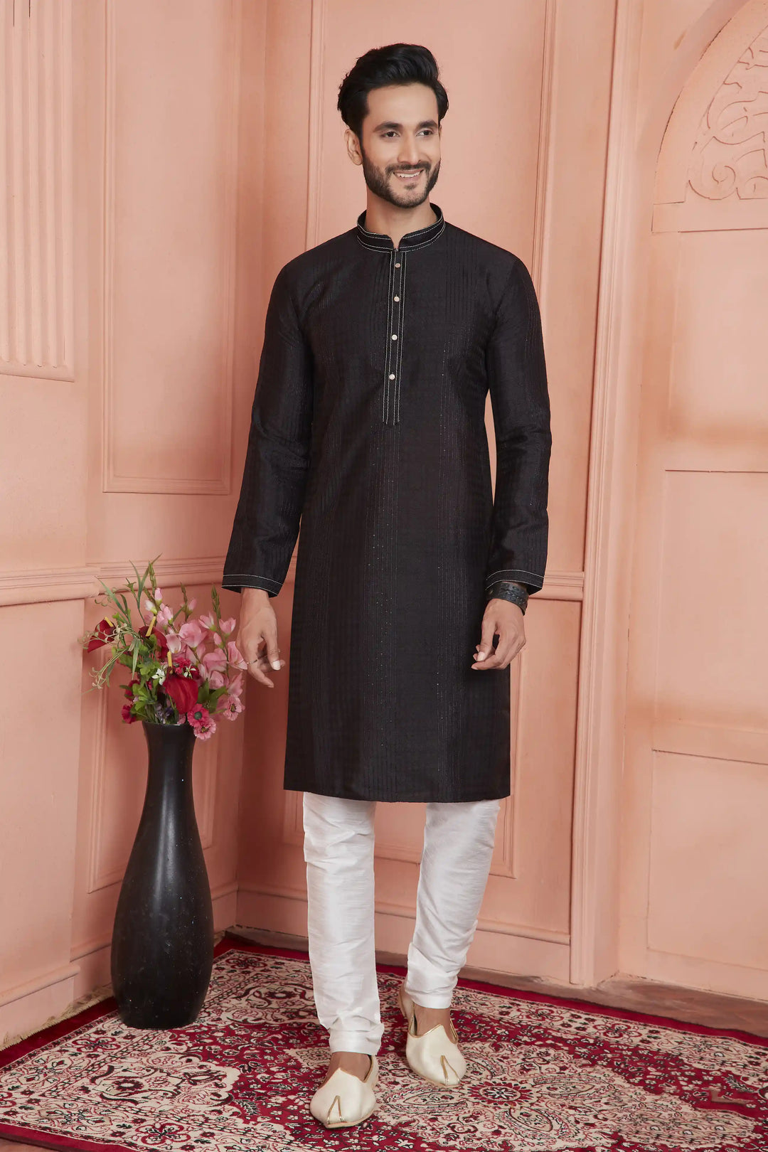 Stylish Jacquard Silk Kurta Art Silk Pajama Set | Traditional Look