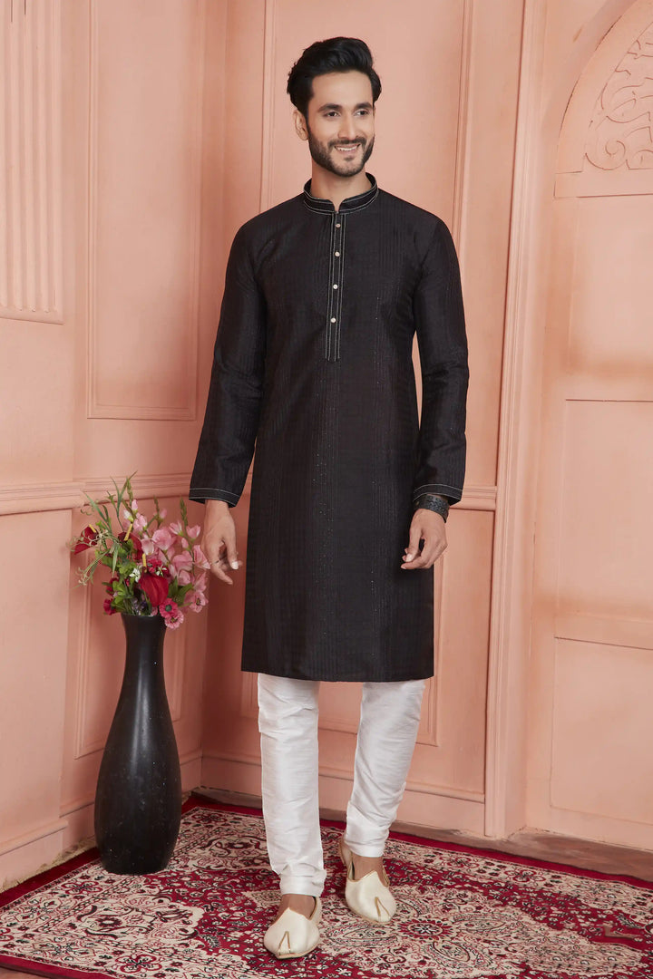 Stylish Jacquard Silk Kurta Art Silk Pajama Set | Traditional Look