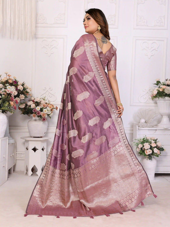 Luxurious Organza Saree | Wevon Gold Jari Embellished for Royal Look