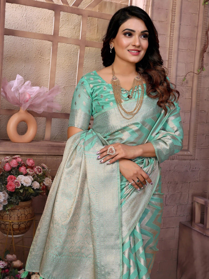 Stylish Organza Saree | Wevon Jari Designer Saree for Weddings & Celebrations