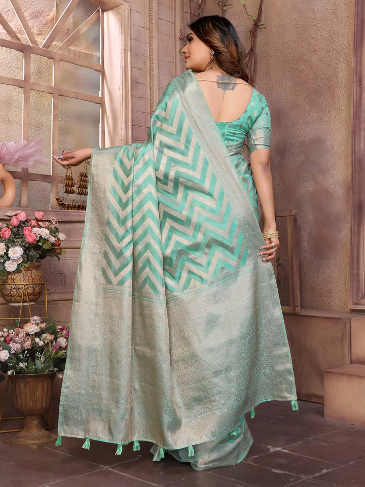 Stylish Organza Saree | Wevon Jari Designer Saree for Weddings & Celebrations