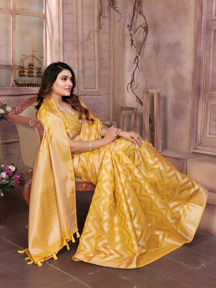 Stylish Organza Saree | Wevon Jari Designer Saree for Weddings & Celebrations