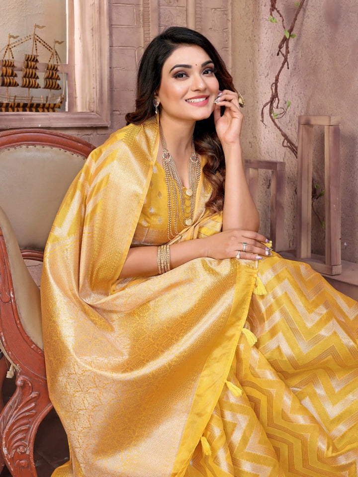 Stylish Organza Saree | Wevon Jari Designer Saree for Weddings & Celebrations