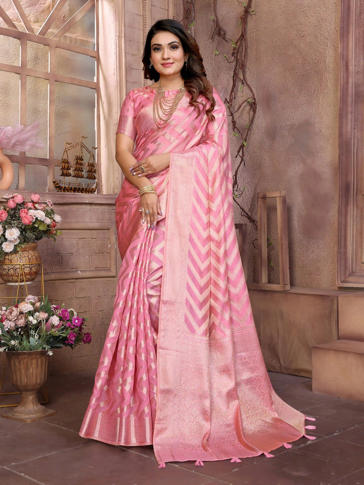 Stylish Organza Saree | Wevon Jari Designer Saree for Weddings & Celebrations
