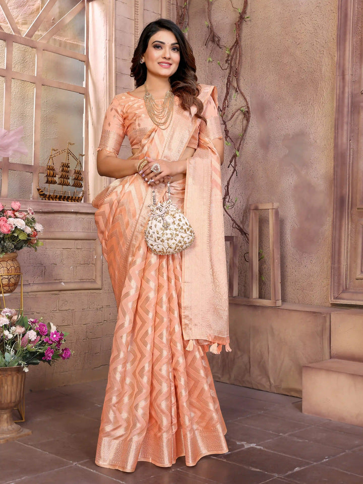 Stylish Organza Saree | Wevon Jari Designer Saree for Weddings & Celebrations