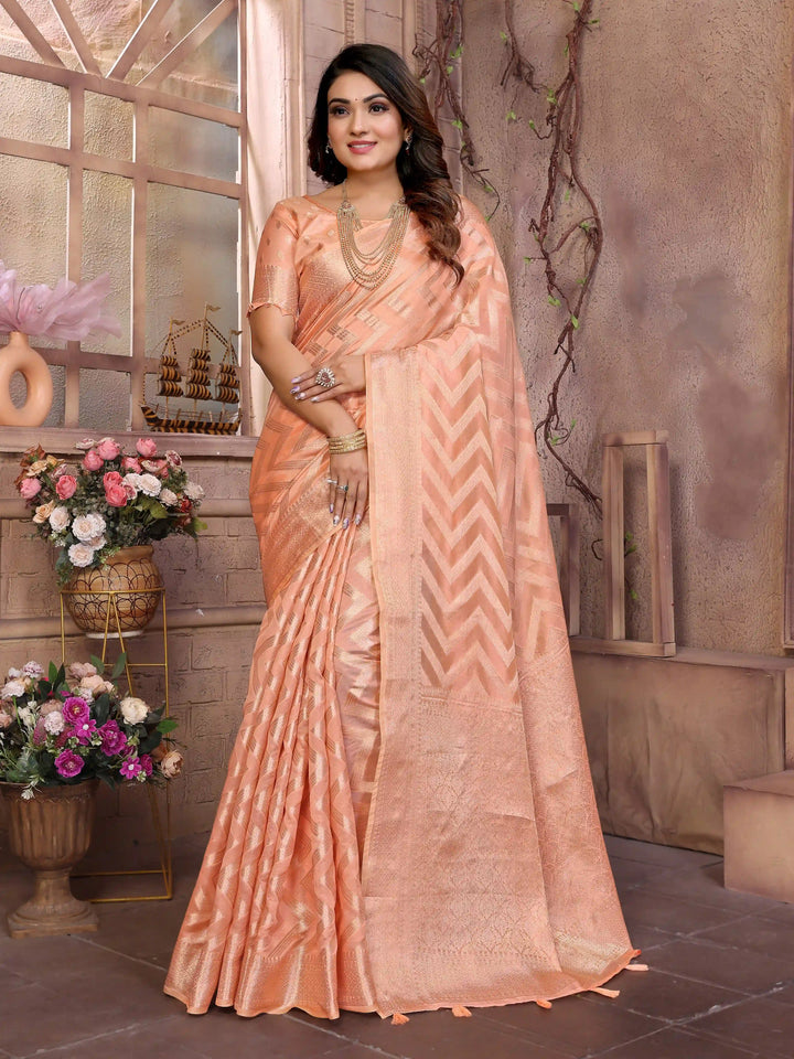 Stylish Organza Saree | Wevon Jari Designer Saree for Weddings & Celebrations