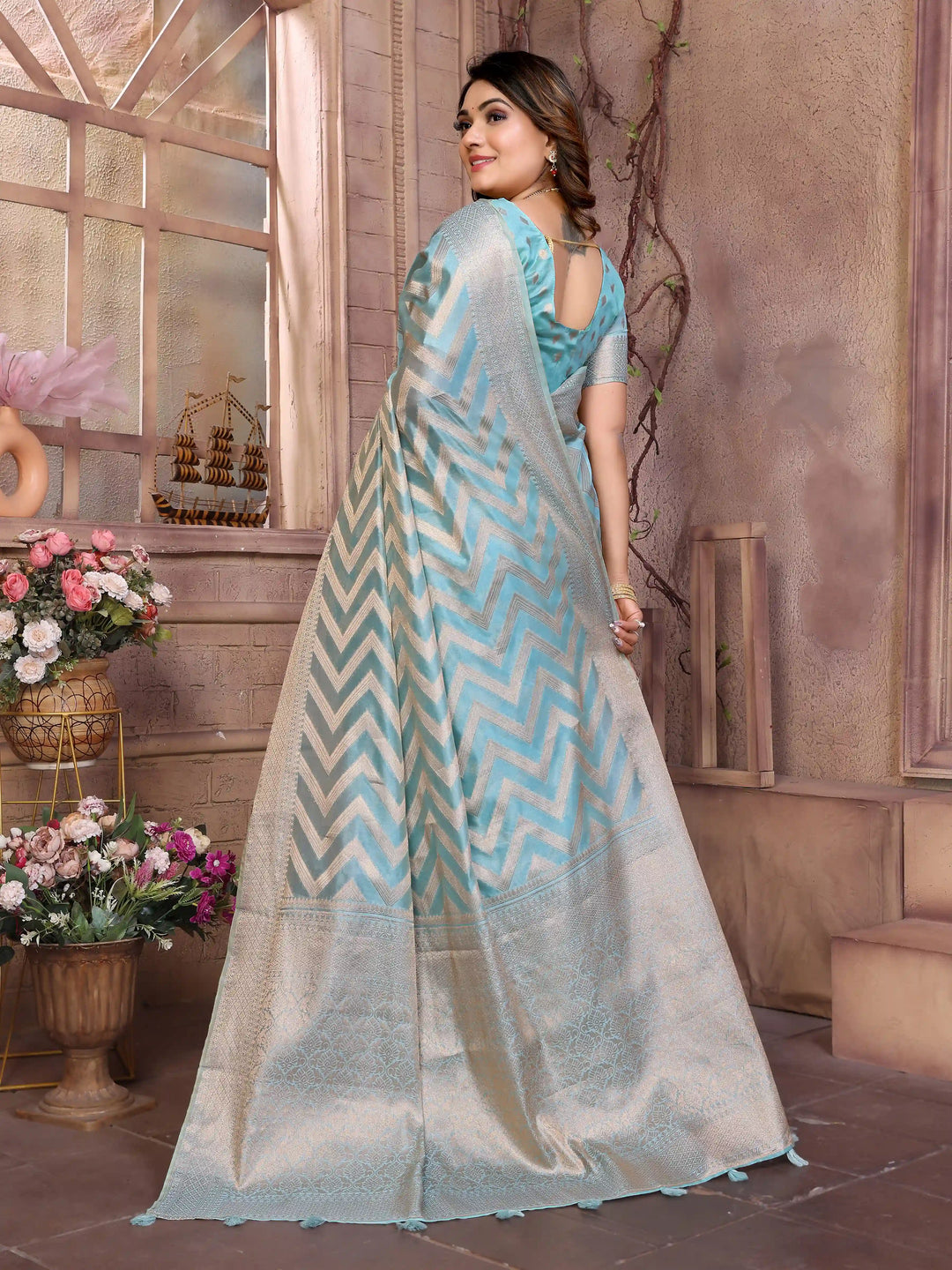 Stylish Organza Saree | Wevon Jari Designer Saree for Weddings & Celebrations
